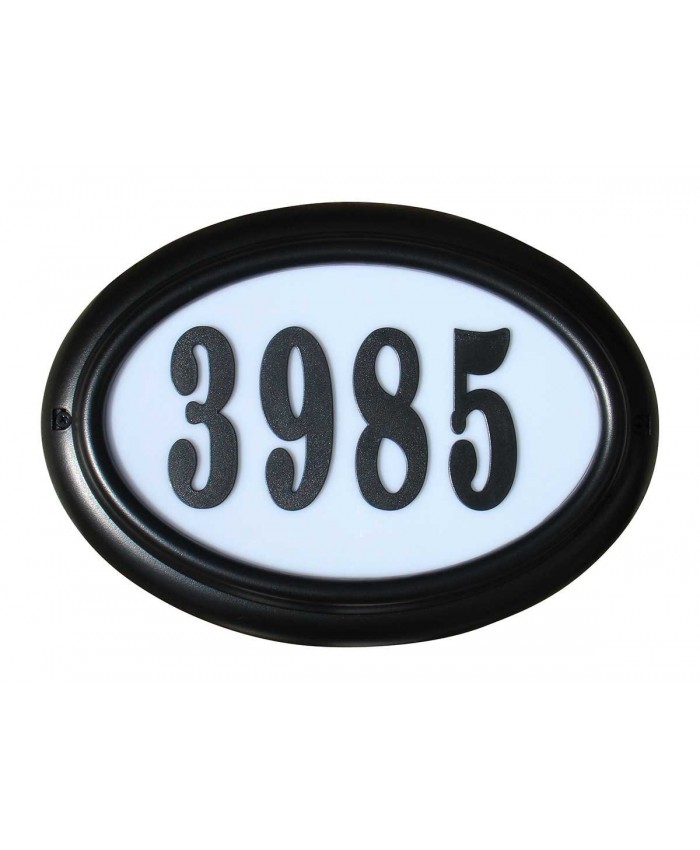 Qualarc Edgewood Oval Lighted Address Plaque 4 Inch Numbers Black
