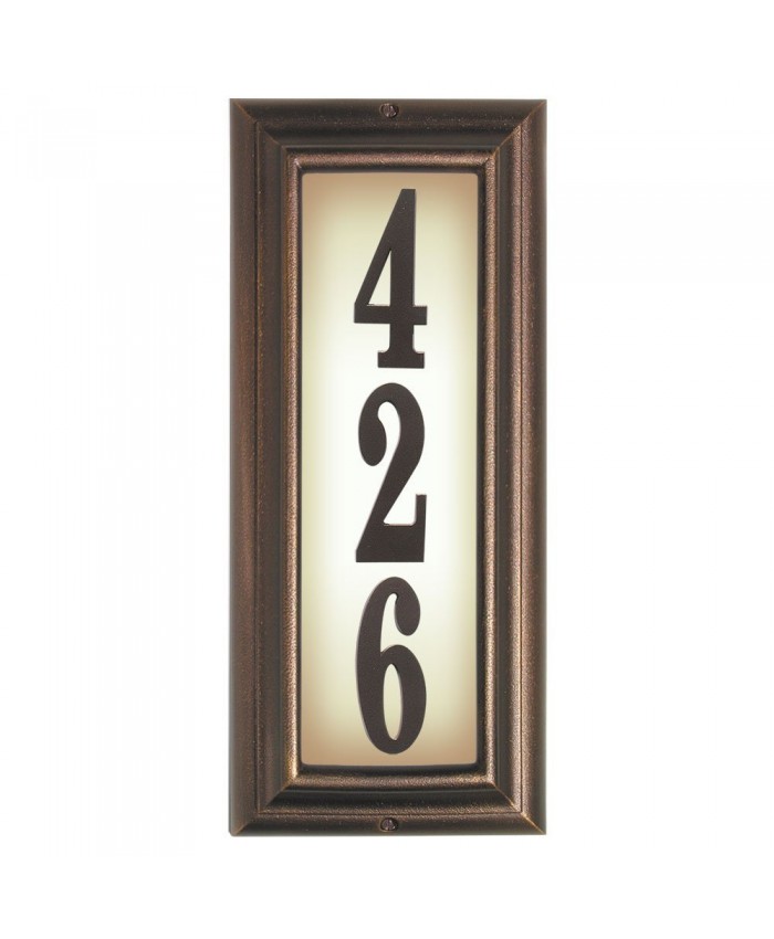 Qualarc Edgewood Vertical Lighted Address Plaque 4 Inch #s Antique Copper