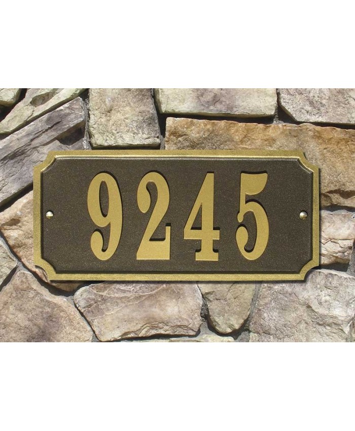 Qualarc Waterford Rectangle Aluminum Bronze w/Gold Border Address Plaque